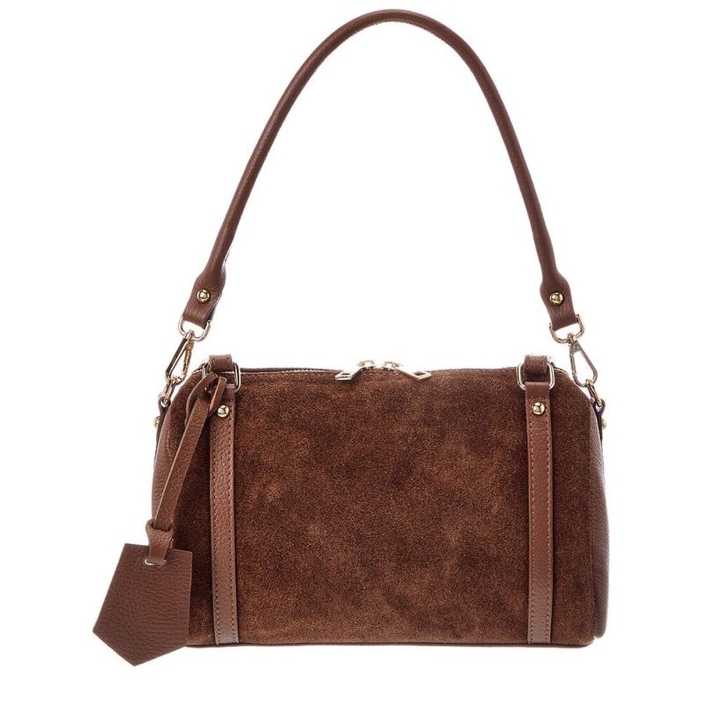Italian Leather Noor Leather Bowling Bag, Brown